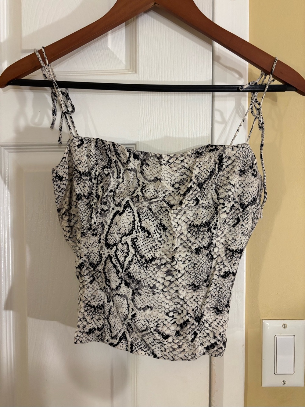 Reformation Snake-Print Tie-Strap Cami - Black & White